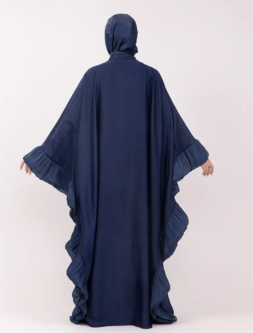 Navy Organza Trim Kaftan